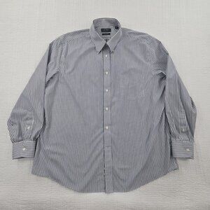 Ralph Lauren Black Label Men's 17 1/2 - 34/35 (XL) Gray Stripe EUC Long Sleeve‎